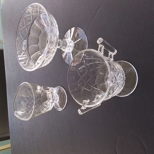 Antique crystal pressed glass compote and sugar and creamer